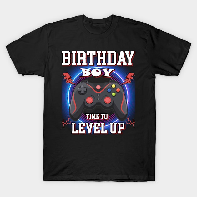 Birthday Boy Time To Leve Up gift gamer birthday T-Shirt by Magic Arts